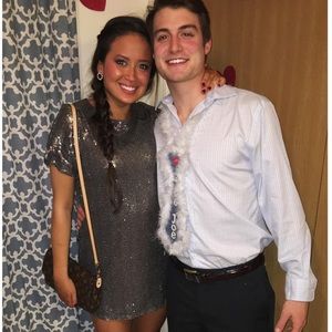 Gray Sequin Shift Dress